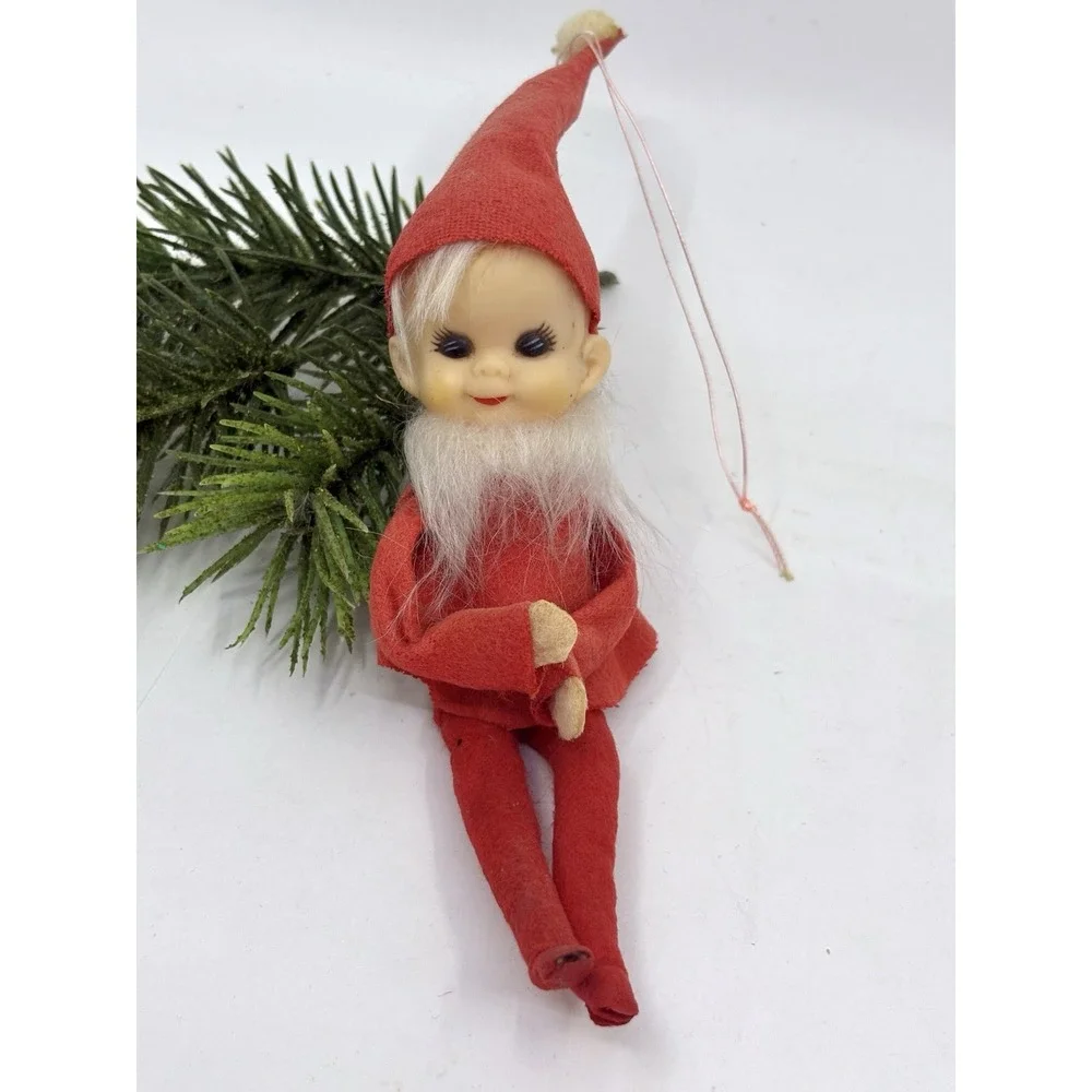 VTG Christmas Elf Knee Huggers Santa Ornaments Japan